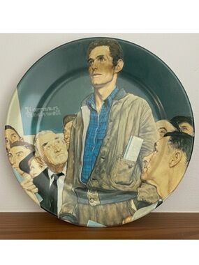 Norman Rockwell Metal Collector Plate Freedom Of Speech Four Freedoms Vintage 80